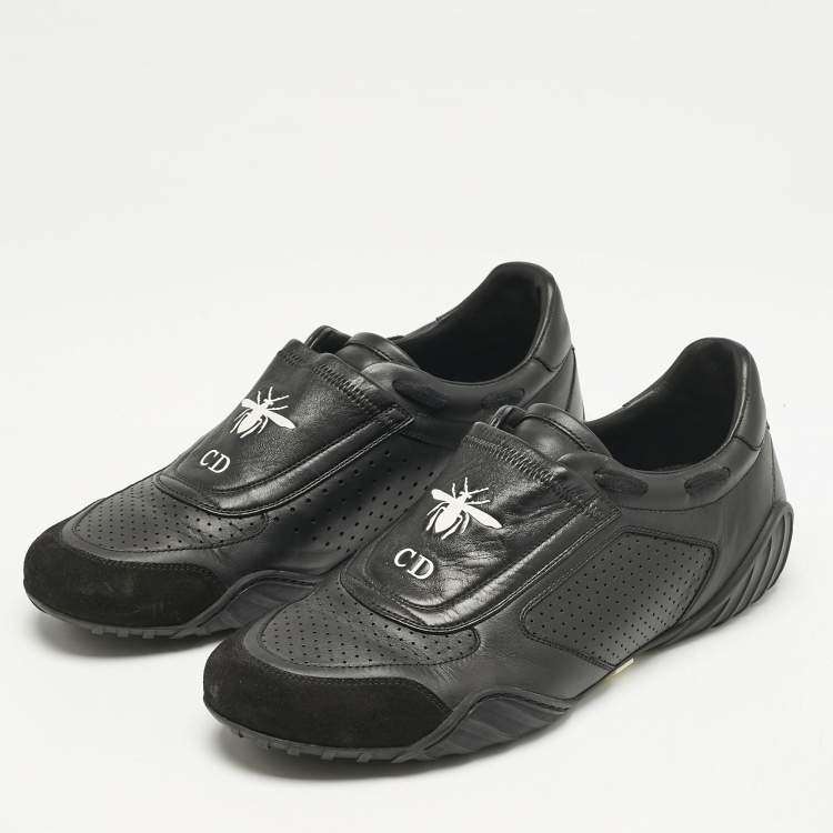 Pre Owned Dior Black Leather and Suede CD Bee Low Top Sneakers Size 40