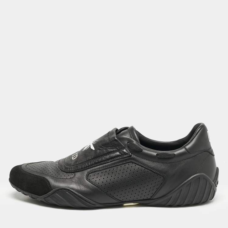 Pre Owned Dior Black Leather and Suede CD Bee Low Top Sneakers Size 40