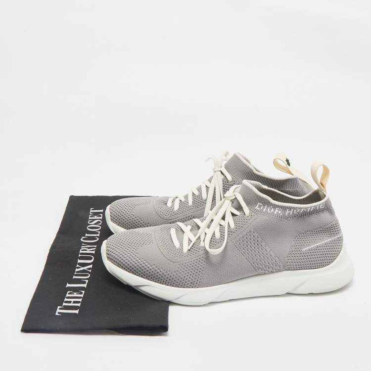 Pre Owned Dior Grey Fabric B28 Socks Sneakers Size 40.5            
