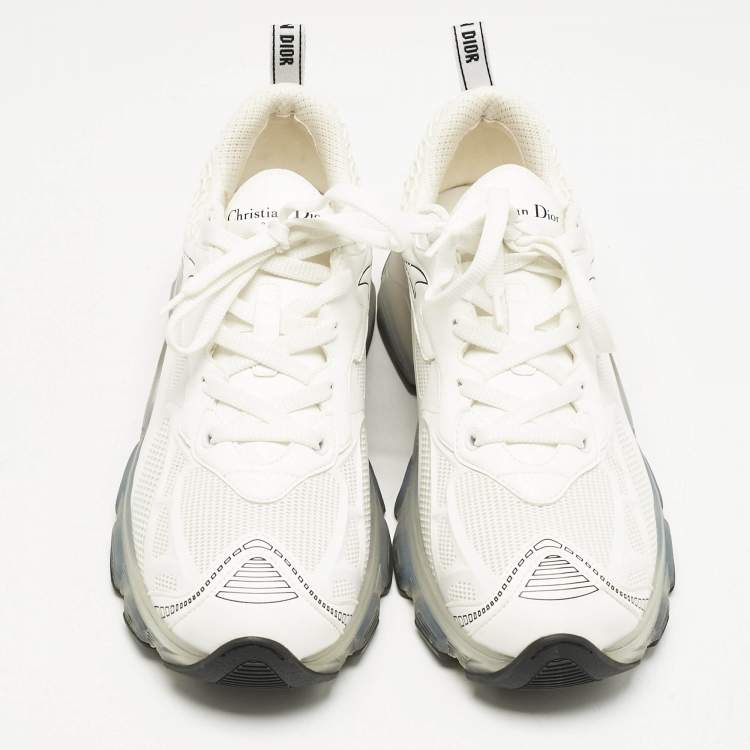 Pre Owned Dior White Leather and Mesh Vibe Lace Up Sneakers Size 42