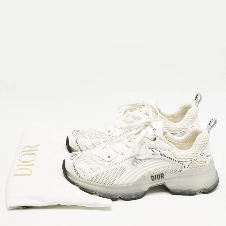 Pre Owned Dior White Leather and Mesh Vibe Lace Up Sneakers Size 42