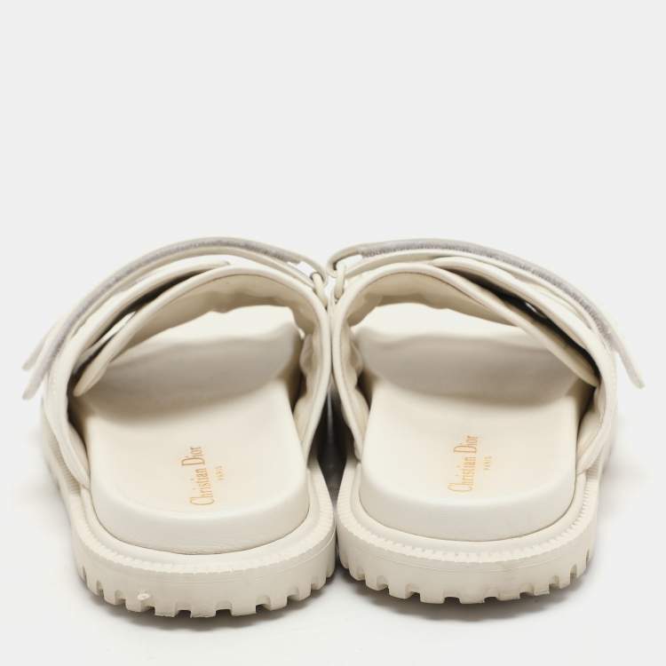 Pre Owned Dior Cream Quilted Leather Mules Size 41