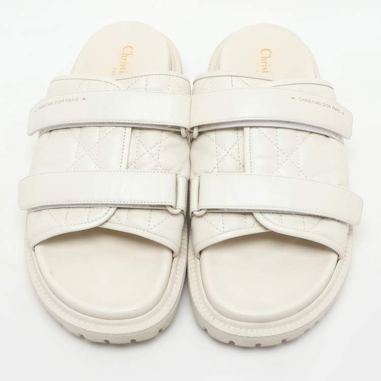 Pre Owned Dior Cream Quilted Leather Mules Size 41