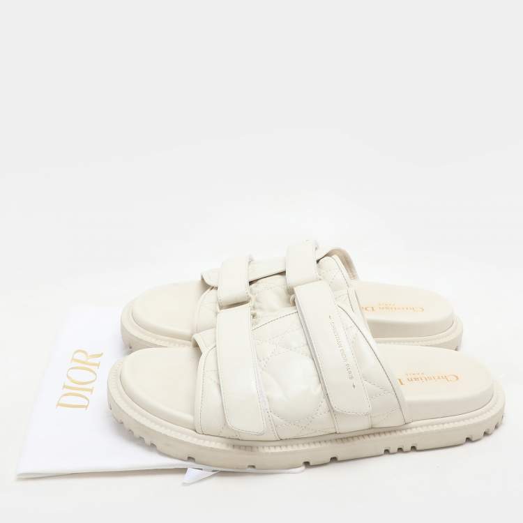 Pre Owned Dior Cream Quilted Leather Mules Size 41