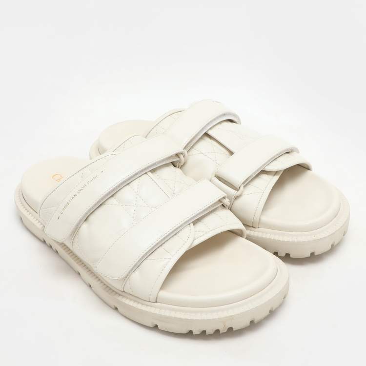 Pre Owned Dior Cream Quilted Leather Mules Size 41