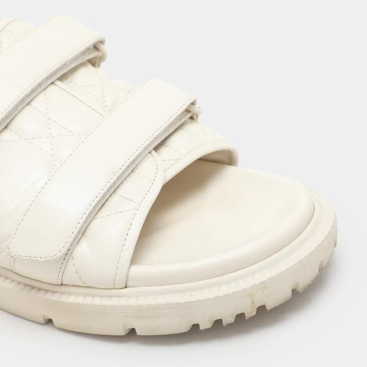 Pre Owned Dior Cream Quilted Leather Mules Size 41