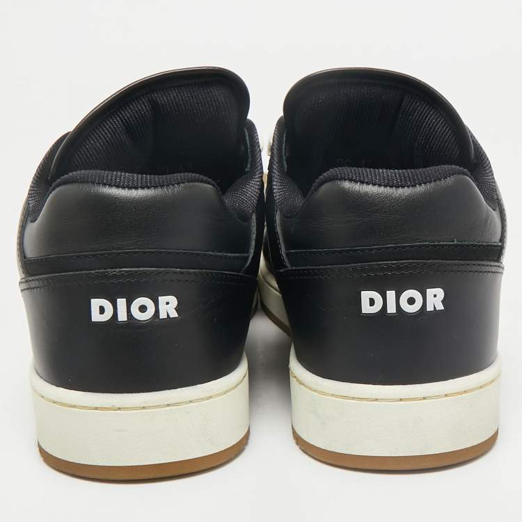 Pre Owned Dior Black/Beige Leather and Oblique Canvas B27 Sneakers Size 43