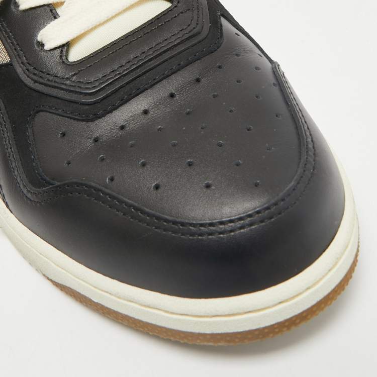 Pre Owned Dior Black/Beige Leather and Oblique Canvas B27 Sneakers Size 43
