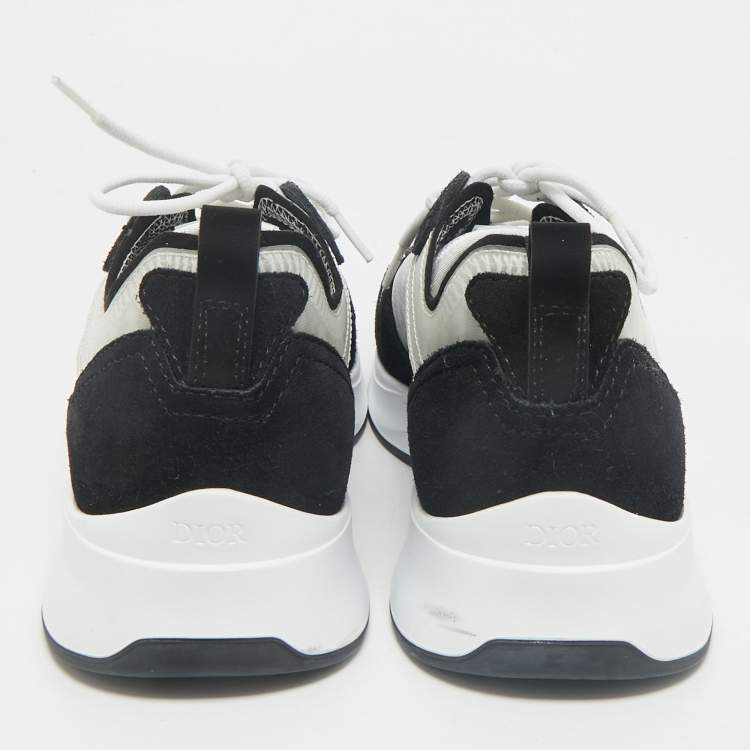 Pre Owned Dior Black/White Suede and Oblique Mesh B25 Sneakers Size 43