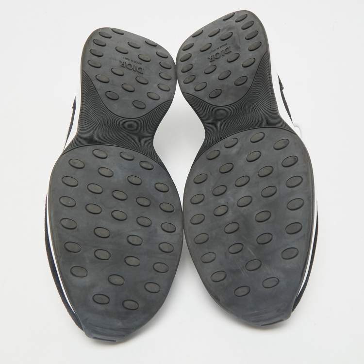 Pre Owned Dior Black/White Suede and Oblique Mesh B25 Sneakers Size 43