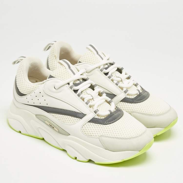 Pre Owned Dior White Mesh and Leather B22 Sneakers Size 42