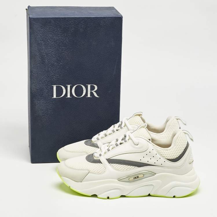 Pre Owned Dior White Mesh and Leather B22 Sneakers Size 42
