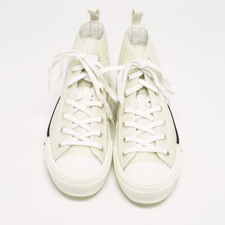 Pre Owned Dior White Oblique Mesh and Rubber B23 Sneakers Size 41