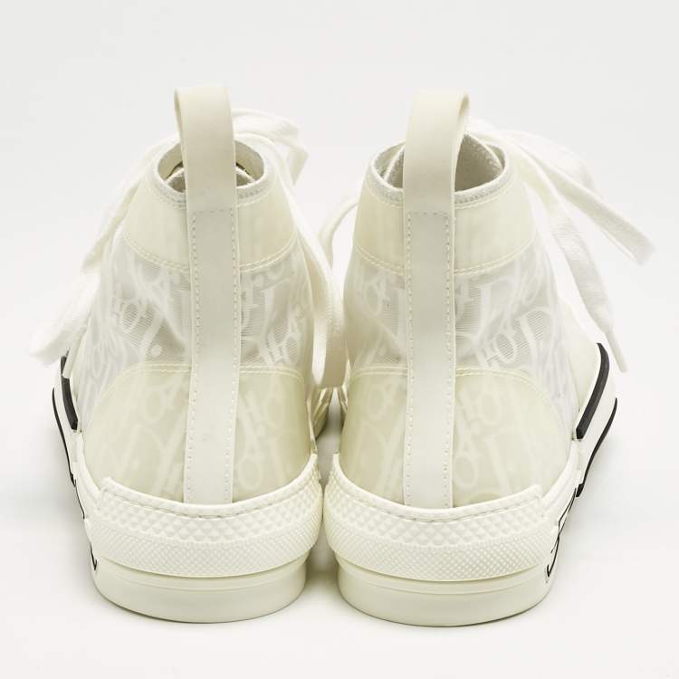 Pre Owned Dior White Oblique Mesh and Rubber B23 Sneakers Size 41