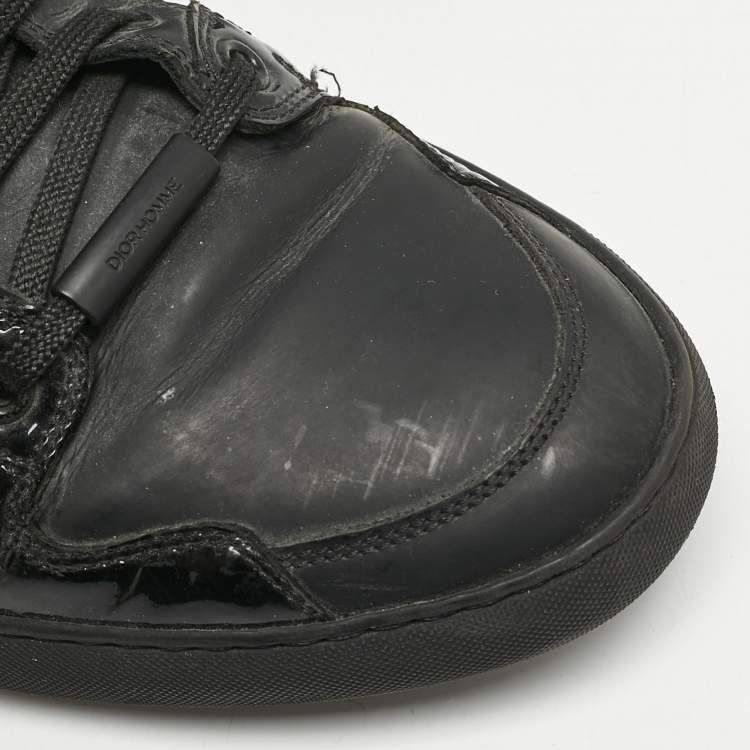 Pre Owned Dior Homme Black Leather and Patent Lace Up Sneakers Size 42