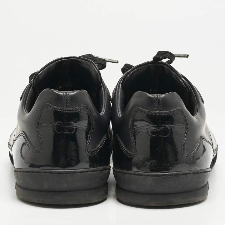 Pre Owned Dior Homme Black Leather and Patent Lace Up Sneakers Size 42