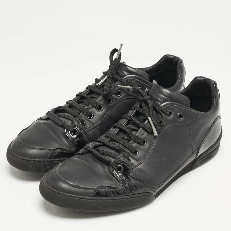 Pre Owned Dior Homme Black Leather and Patent Lace Up Sneakers Size 42