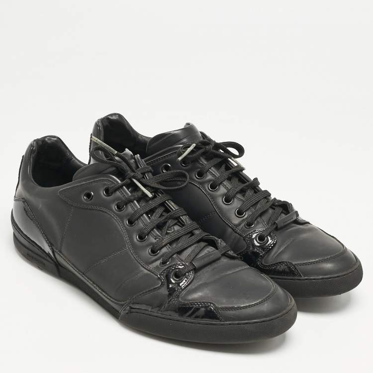 Pre Owned Dior Homme Black Leather and Patent Lace Up Sneakers Size 42