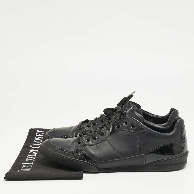 Pre Owned Dior Homme Black Leather and Patent Lace Up Sneakers Size 42