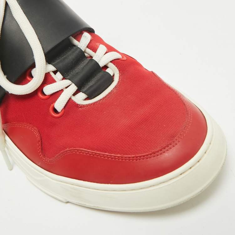 Pre Owned Dior Red/Black Canvas and Leather Low Top Sneakers Size 39