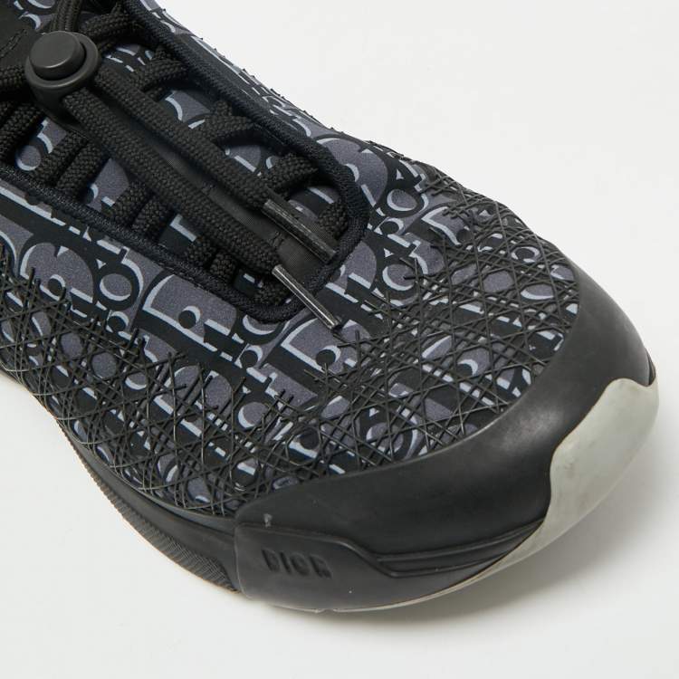 Pre Owned Dior Black/Grey Oblique Cannage Neoprene and Rubber B24 Sneakers Size 44