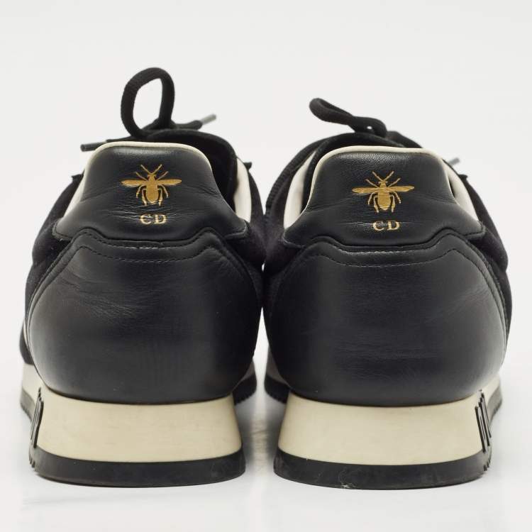 Pre Owned Dior Black/White Leather and Velvet Diorun Lace Up Sneakers Size 41