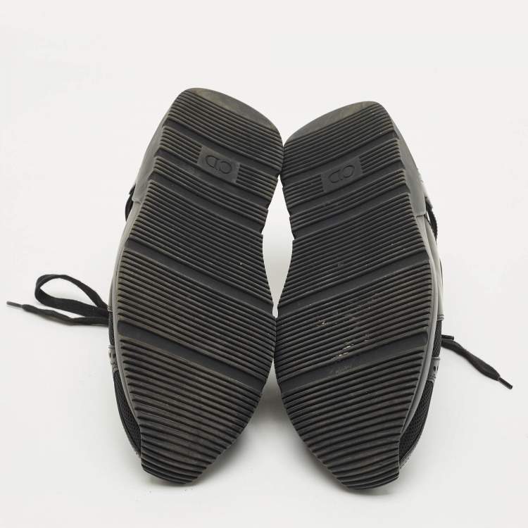 Pre Owned Dior Black Brogue Leather and Mesh Low Top Sneakers Size 42