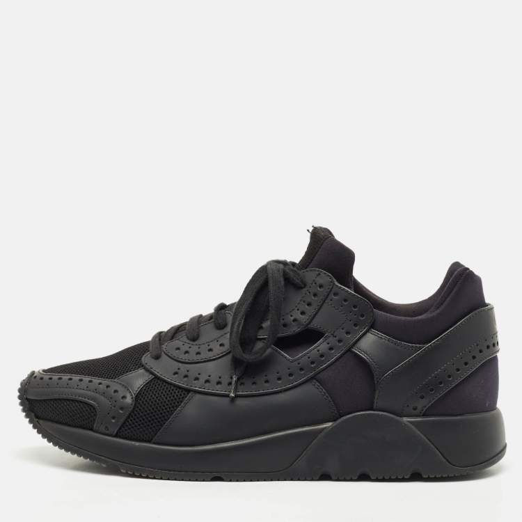 Pre Owned Dior Black Brogue Leather and Mesh Low Top Sneakers Size 42
