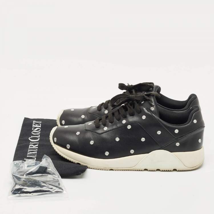 Pre Owned Dior Black Leather Polka Dot Low Top Sneakers Size 42