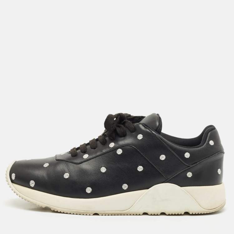 Pre Owned Dior Black Leather Polka Dot Low Top Sneakers Size 42