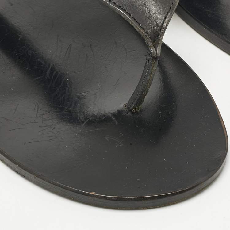 Pre Owned Dior Black Leather Thong Flat Sandals Size 45