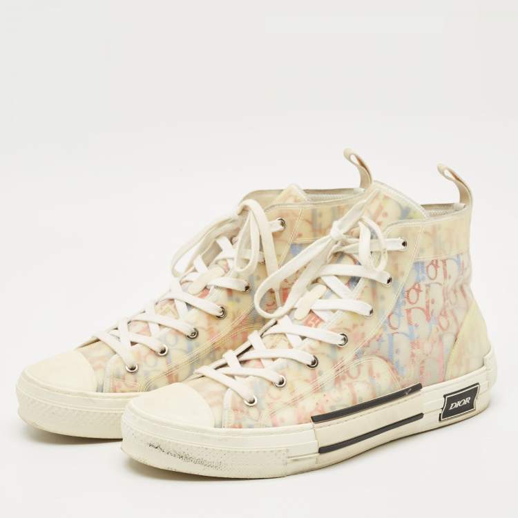 Pre Owned Dior Multicolor Oblique Mesh And PVC B23 High Top Sneakers Size 43.5
