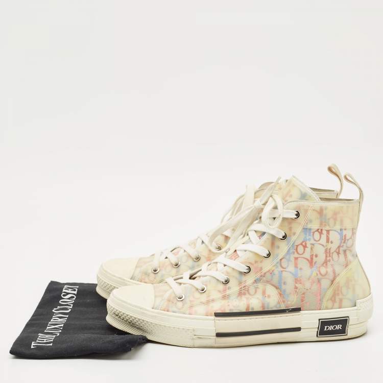 Pre Owned Dior Multicolor Oblique Mesh And PVC B23 High Top Sneakers Size 43.5