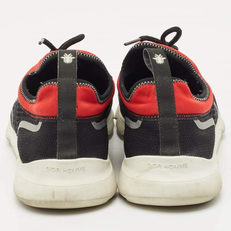 Pre Owned Dior Black/Red Knit Fabric and Neoprene B21 Sneakers Size 42