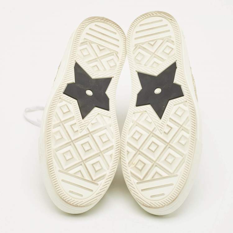 Pre Owned Dior Gold/White Lace and Mesh Walk'n'Dior Sneakers Size 39.5