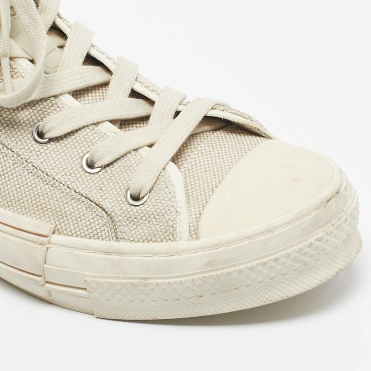 Pre Owned Dior Cream Mesh And Rubber B23 High Top Sneakers Size 41