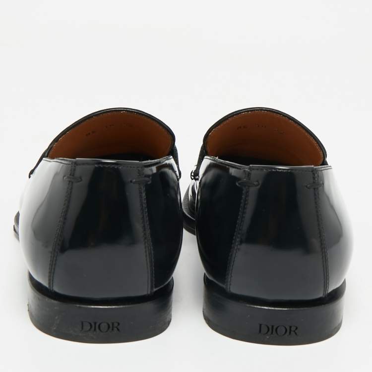 Pre Owned Dior Black Patent Leather Penny Loafers Size 41.5