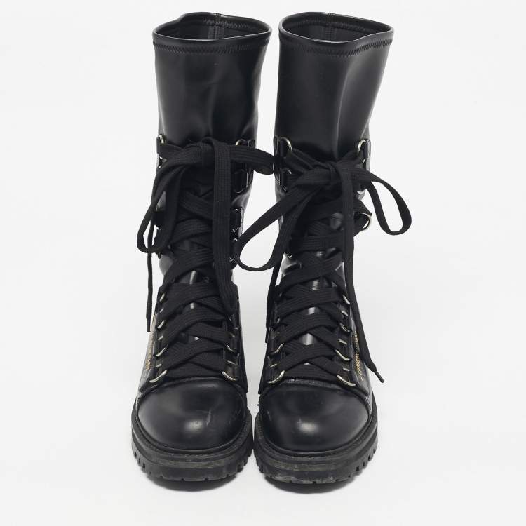 Pre Owned Dior Black Leather D- Fight Combat Boots Size 40