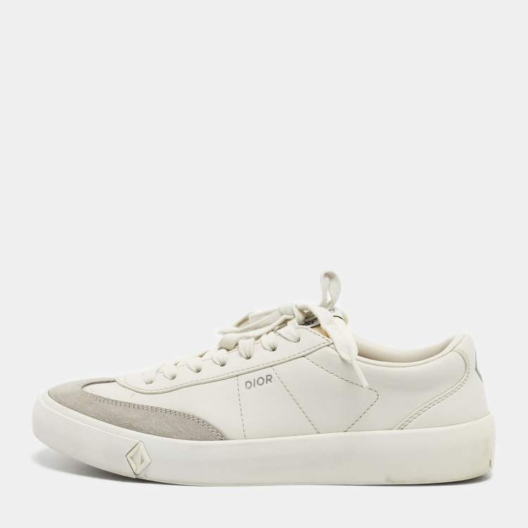 مملوكة مسبقًا Dior Cream/Grey Leather and Suede B101 Lace Up Sneakers Size 41