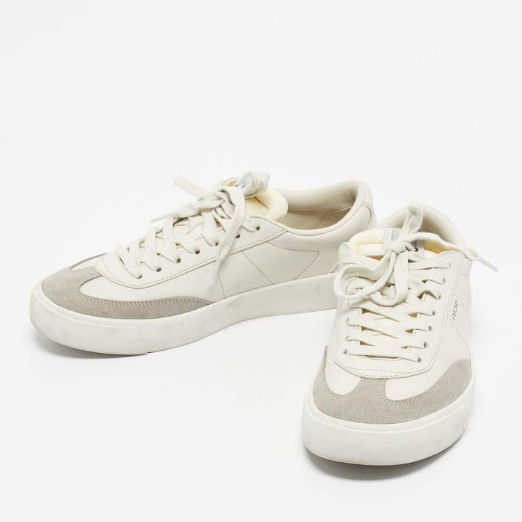 مملوكة مسبقًا Dior Cream/Grey Leather and Suede B101 Lace Up Sneakers Size 41