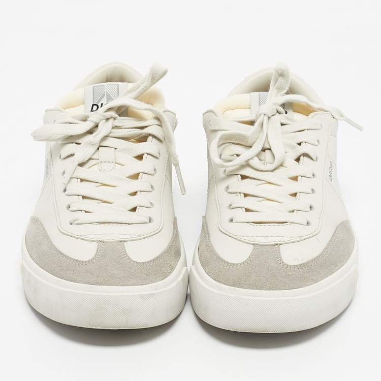 مملوكة مسبقًا Dior Cream/Grey Leather and Suede B101 Lace Up Sneakers Size 41