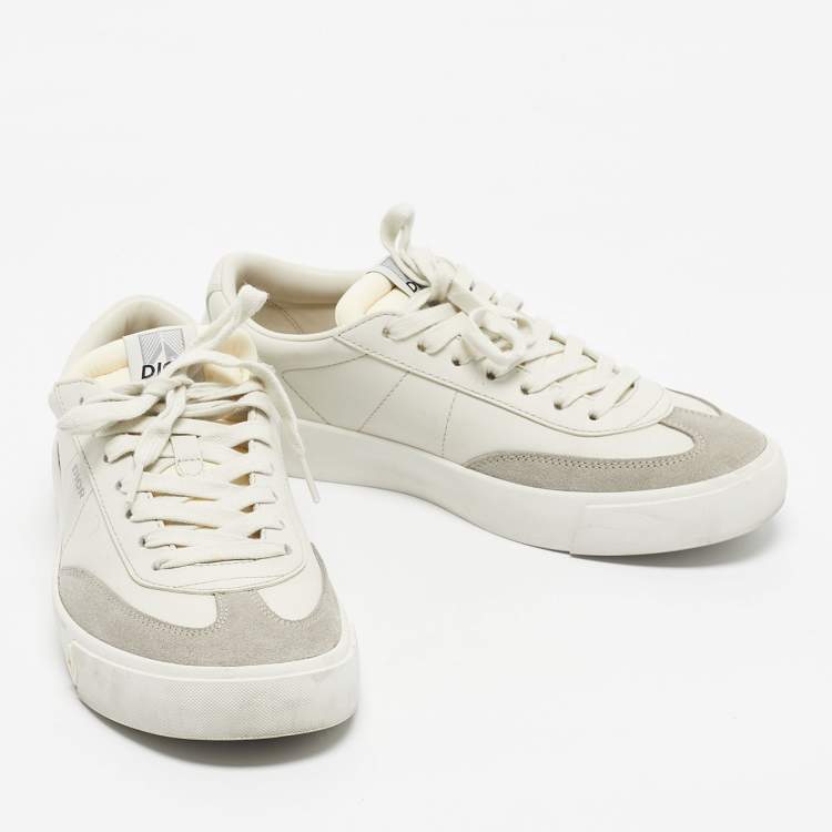 مملوكة مسبقًا Dior Cream/Grey Leather and Suede B101 Lace Up Sneakers Size 41