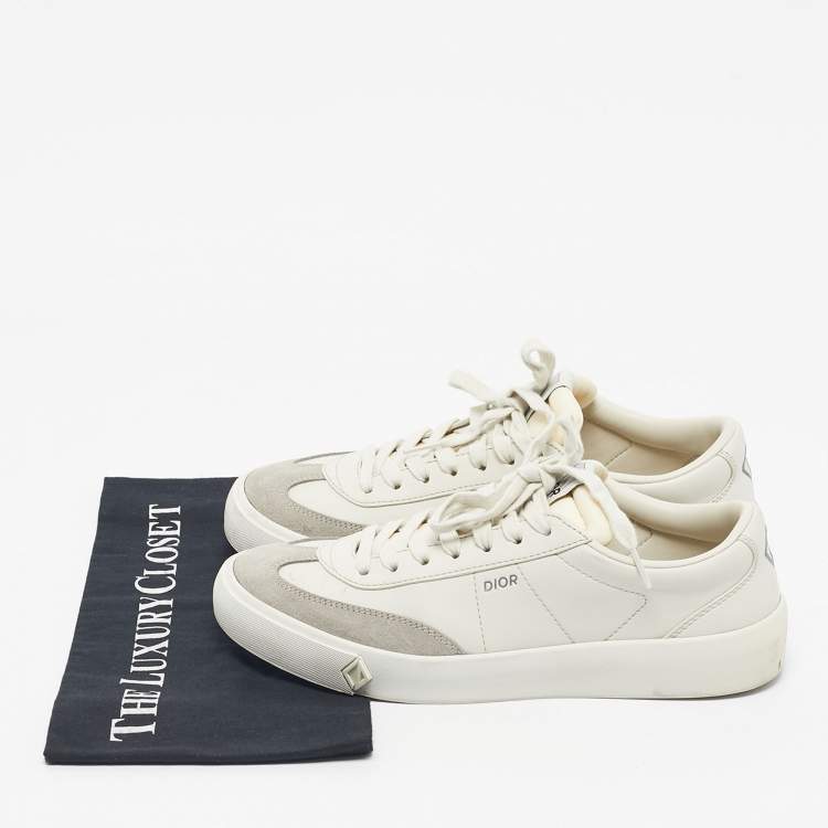 مملوكة مسبقًا Dior Cream/Grey Leather and Suede B101 Lace Up Sneakers Size 41