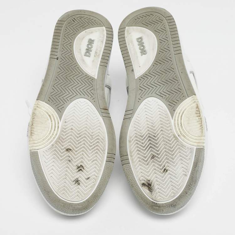 Pre Owned Dior White/Grey Oblique Leather B27 Sneakers Size 42