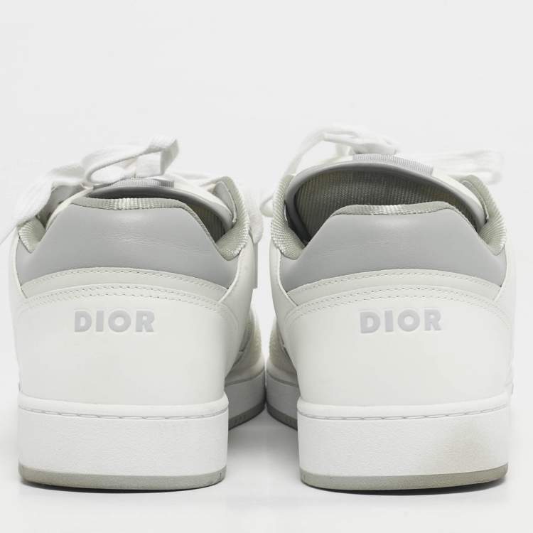 Pre Owned Dior White/Grey Oblique Leather B27 Sneakers Size 42