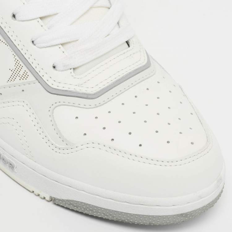 Pre Owned Dior White/Grey Oblique Leather B27 Sneakers Size 42