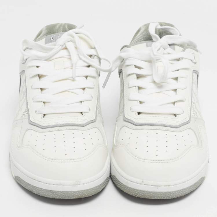 Pre Owned Dior White/Grey Oblique Leather B27 Sneakers Size 42