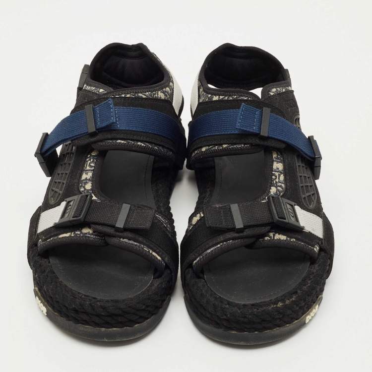 Pre Owned Dior Tricolor Jacquard Atlas  Slingback Sandals Size 41