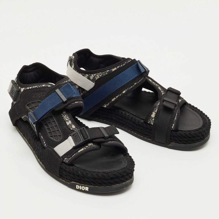 Pre Owned Dior Tricolor Jacquard Atlas  Slingback Sandals Size 41