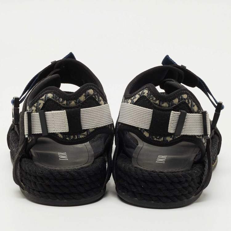 Pre Owned Dior Tricolor Jacquard Atlas  Slingback Sandals Size 41
